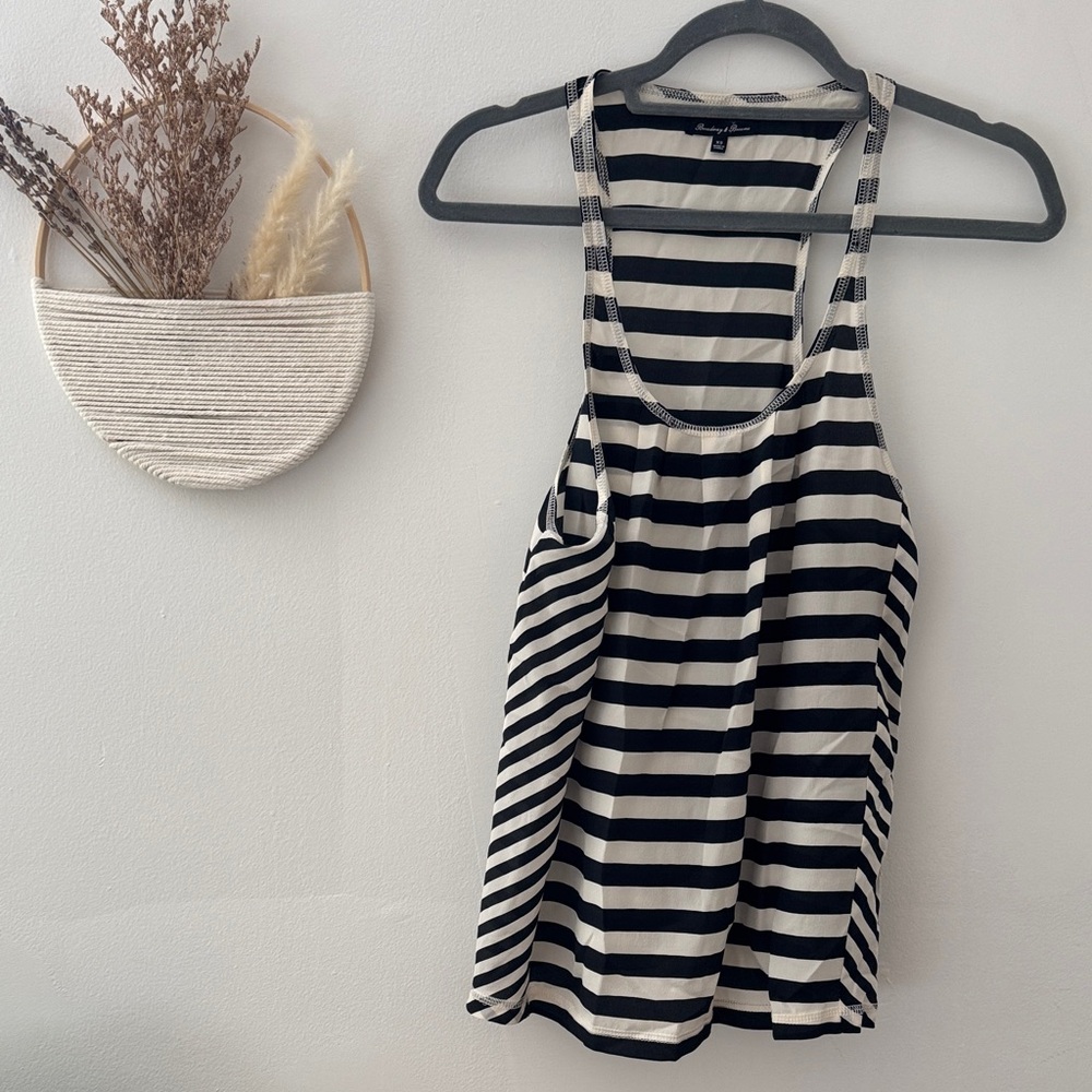 Madewell Broadway and Broome Black and White Striped Tank Top
